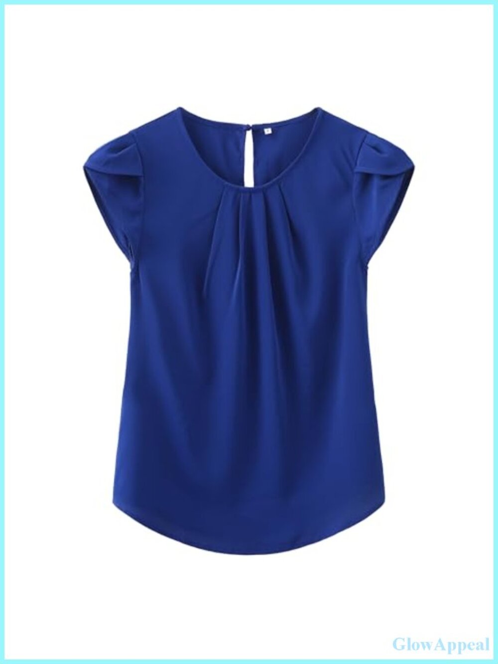 Women's Pleated Cap Sleeve Blouse Dressy Casual Top with Keyhole Back
